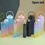 3-Picce Gradient Water Bottles Set for Gym Office All Use