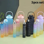 3-Picce Gradient Water Bottles Set for Gym Office All Use